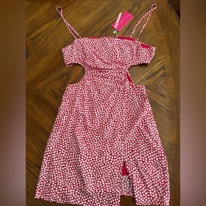 Beginning Boutique Red and White Ruched Sundress